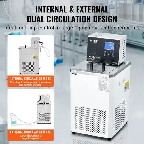 VEVOR Labor-Kühl-/Umwälzpumpe, 6 l Kühler für Niedertemperatur-Kühlflüssigkeit, 23 °F–212 °F, Umwälzpumpen-Kühler, LCD-Display, Wasserbad-Umwälzwasserkühlung aus Edelstahl 304 – Bild 4