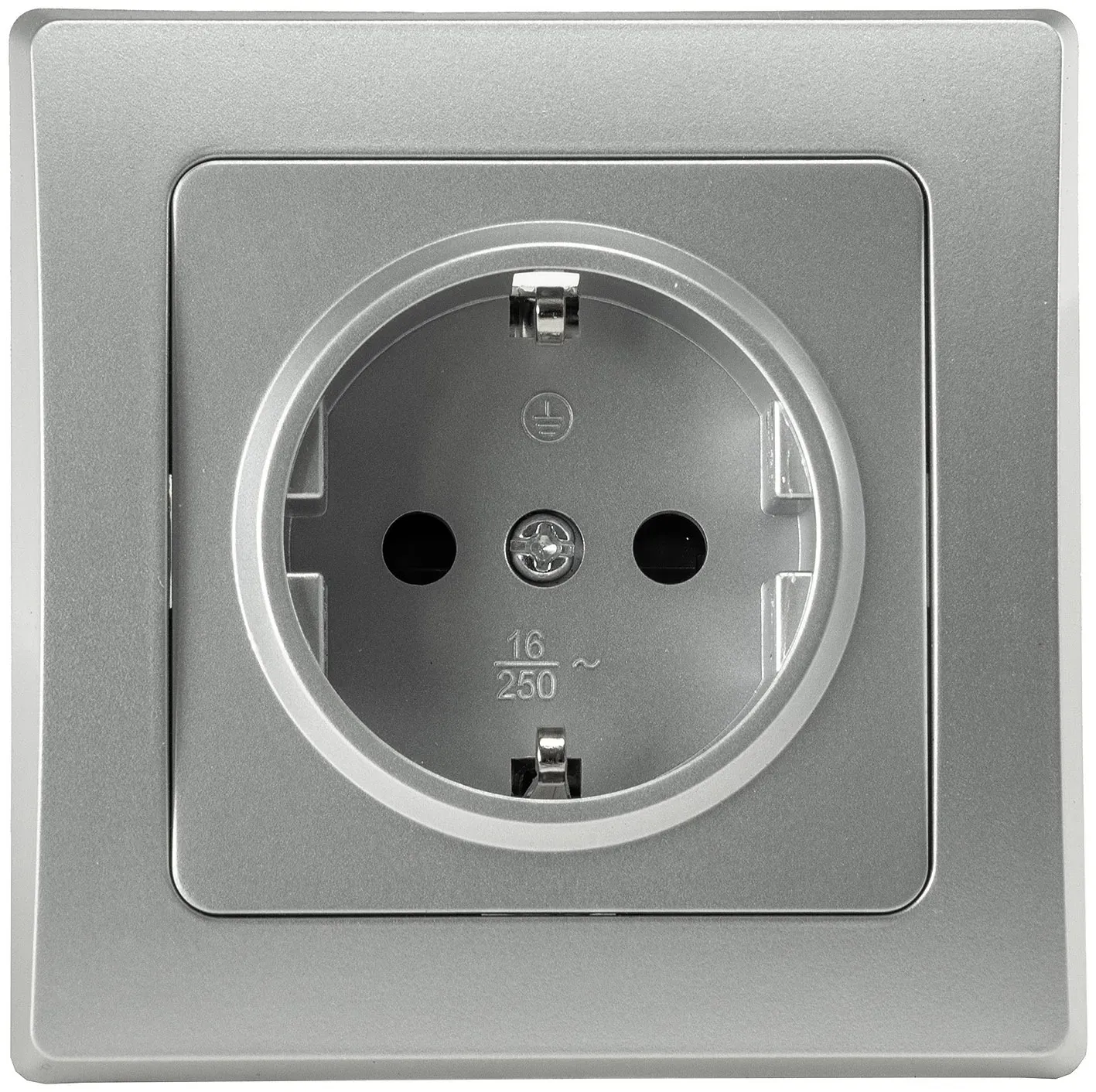 DELPHI Schutzkontakt-Steckdose 250V~/ 16A, inkl. Rahmen, UP, silber DELPHI Schutzkontakt-Steckdose 250V~/ 16A, inkl. Rahmen, UP, silber
