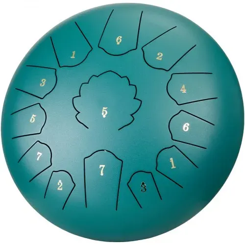 VEVOR Zungentrommel 305mm, Steel Tongue Drum 13 Noten, Stahltrommel C-Dur-Tonart, mit 2 Schlägeln & Tragetasche, Handpan-Trommel, Schlaginstrument für Musikunterricht & Yoga, Grün – Bild 9
