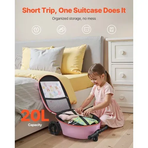 VEVOR Scooter Koffer, 20 L Fassungsvermögen, Reisekoffer mit Flash-PU-Rädern, TPR-Anti-Rutsch-Griff, max. Gewichtskapazität 50 kg, Kinderkoffer Handgepäck, für Kinder ab 5 Jahren, Lila – Bild 5