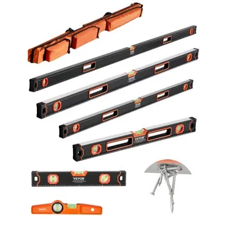 VEVOR Wasserwaagen 6er-Set, 200/120/80/60/40/25cm, Messwerkzeug mit Libellen für 45/90/180 Grad, magnetisches Box-Wasserwaagen-Werkzeug aus Aluminiumlegierung, stoßfest, SAE- & metrische Skala VEVOR Wasserwaagen 6er-Set, 200/120/80/60/40/25cm, Messwerkzeug mit Libellen für 45/90/180 Grad, magnetisches Box-Wasserwaagen-Werkzeug aus Aluminiumlegierung, stoßfest, SAE- & metrische Skala