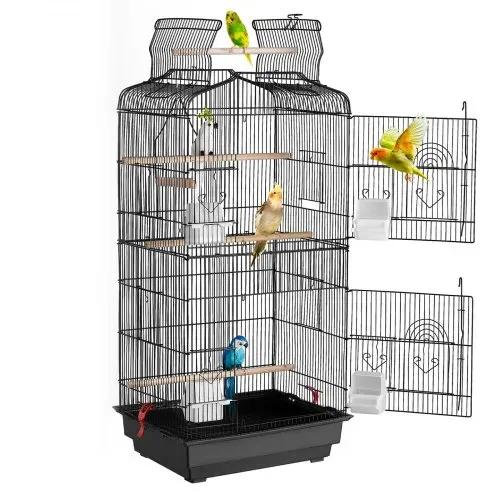 VEVOR Vogelkäfig, 457 x 355 x 925 mm, Vogelhaus für Sittiche, Finken, Kanarienvögel, Unzertrennliche, Nymphensittiche, Wellensittiche, kleine Mönchssittiche, Metallkäfig mit Schaukel & Sitzstange – Bild 8