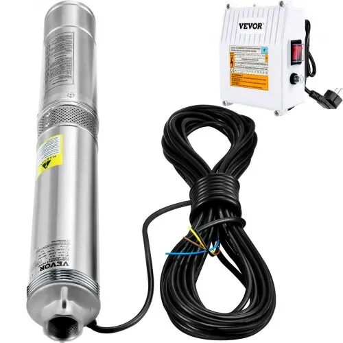 VEVOR 101,6 mm Tiefbrunnenpumpe 370 W Brunnenpumpe 110 L/min Tauchpumpe max Förderhöhe 44m Rohrpumpe 230 V 50 Hz Sandpumpe Edelstahl Wasserpumpe 0-40°C Pumpe – Bild 8