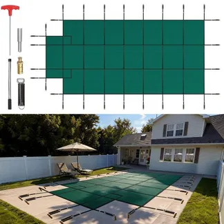 VEVOR Pool Abdeckplane 5,5 x 10,4 m, passend für 4,9 x 9,8 m große, rechteckige, in den Boden eingelassene Winterabdeckplane, grünes Netzgewebe, solide Pool-Sicherheitsabdeckung für Schwimmbad VEVOR Pool Abdeckplane 5,5 x 10,4 m, passend für 4,9 x 9,8 m große, rechteckige, in den Boden eingelassene Winterabdeckplane, grünes Netzgewebe, solide Pool-Sicherheitsabdeckung für Schwimmbad
