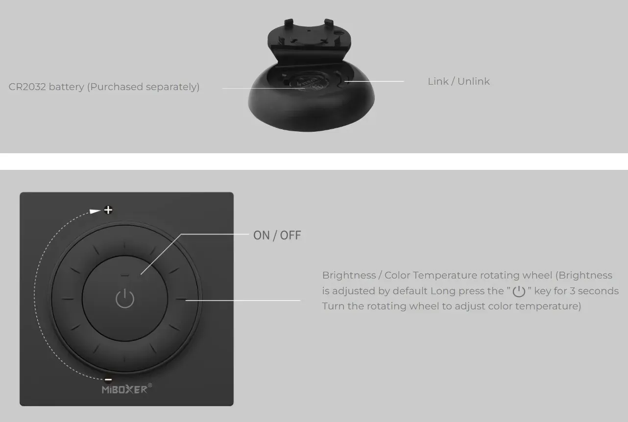 MiBoxer K3-W LED Fernbedienung Rotating Wheel Remote 2,4GHz (w) dual white (CCT) – Bild 5