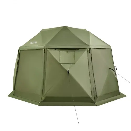 VEVOR Pop-up-Pavillon, 3,96 x 3,96 m, 13-seitiges, kugelförmiges Campingzelt mit abnehmbarem Dach & Tragetasche, 360°-Belüftung, Sonnenschutz, Partyzelt für 10–12 Personen, Grün – Bild 10
