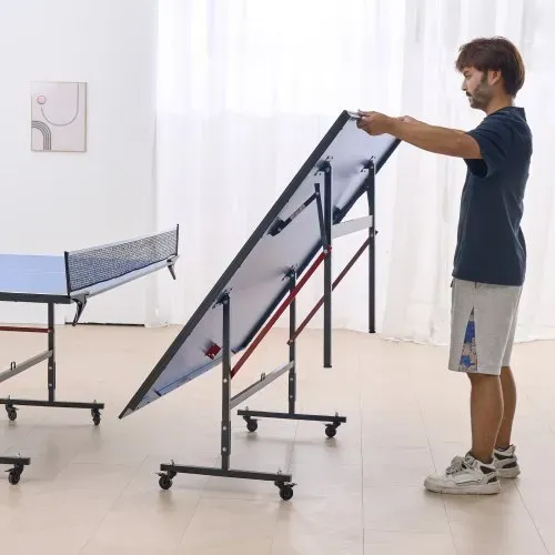 VEVOR Ping-Pong-Tisch, professionelles Tischtennisspiel, tragbarer MDF-Tischtennistisch für den Innenbereich, faltbarer Ping-Pong-Tisch mit Schnellklemmnetz und feststellbaren Rädern, einfacher Aufbau in 10 Minuten, 12 mm dicke Tischplatten – Bild 7