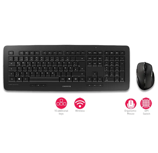 CHERRY DW 5100 Tastatur Maus enthalten Universal RF Wireless Französisch Schwarz – Bild 2