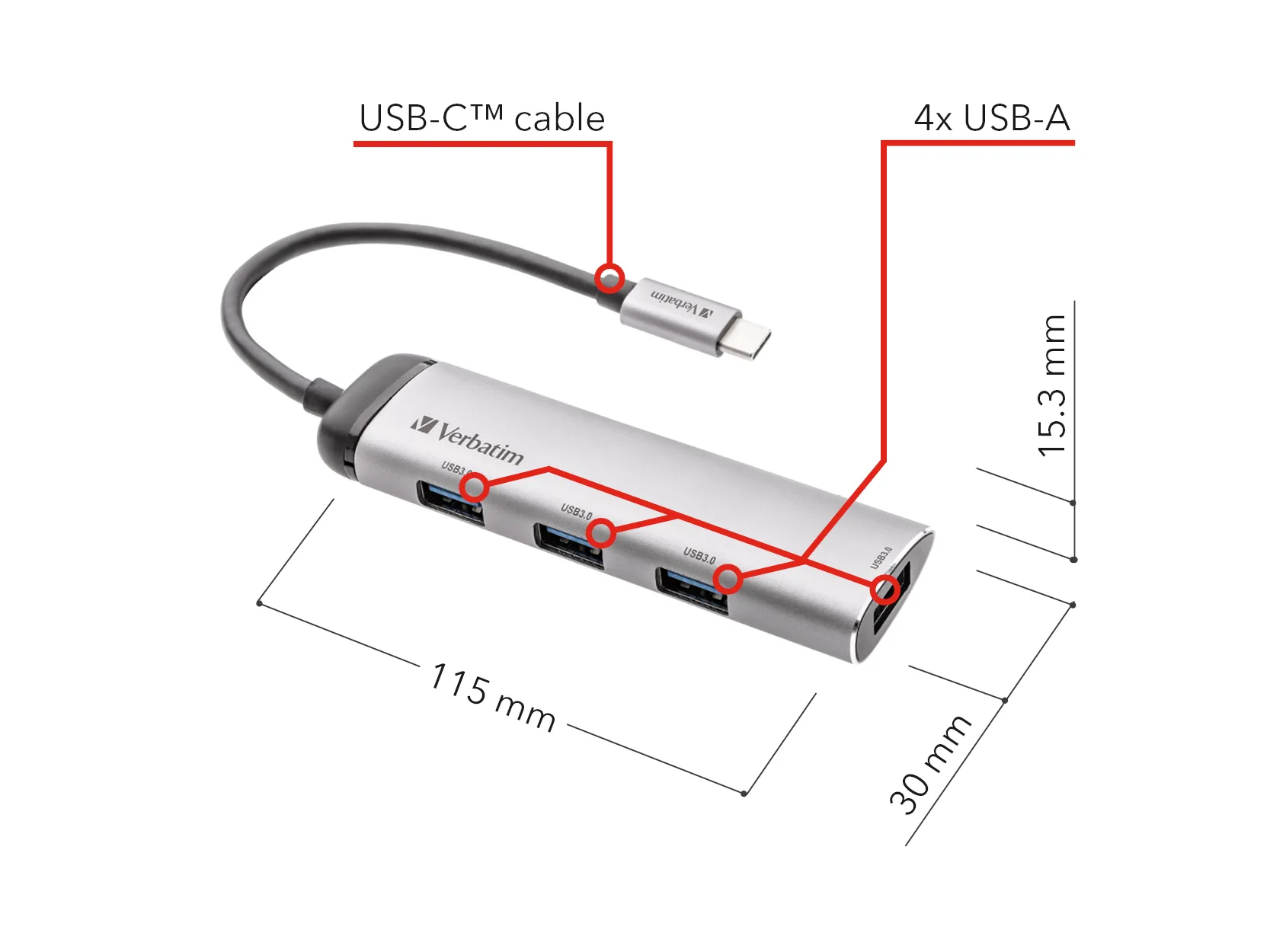 Verbatim USB-C Multiport-Hub 4-Port USB 3.2 Gen 1 – Bild 5
