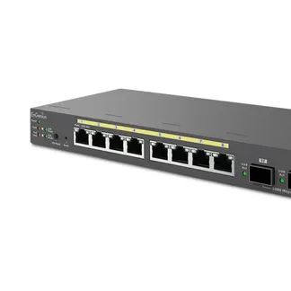 EnGenius Switch full managed Layer 2+ 10 Port • 8x 1 GbE • PoE Budget 110W • 8x PoE at • 2x SFP • Desktop-Switch • Lüfterlos • EWS2910FP-FIT • FitCon/FitXpress EnGenius Switch full managed Layer 2+ 10 Port • 8x 1 GbE • PoE Budget 110W • 8x PoE at • 2x SFP • Desktop-Switch • Lüfterlos • EWS2910FP-FIT • FitCon/FitXpress