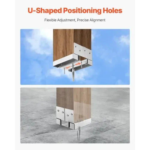 VEVOR Pfostenträger, 10 Stk., Innenmaß 139,5x141,5 mm für 139,7x139,7/139,7x152,4 mm, Betonpfostenanker aus Kohlenstoffstahl mit 25,4 mm Abstandshöhe, für Betonpergolen & Terrassen – Bild 3