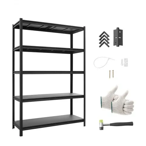 VEVOR Schwerlastregal 1230x465x1813mm, 1134kg Belastbares Lagerregal mit Stahlgestell & 5 Verstellbaren Ablagen, Teilbares Steckregal als Werkbank, Flexibles Metallregal für Keller Garage Werkstatt – Bild 8