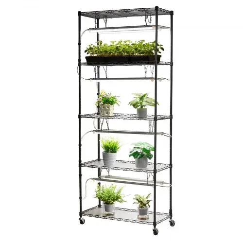 VEVOR DIY-Pflanzenregal mit Wachstumslichtern, Pflanzenständer mit Rädern, 192 W 5000 K Vollspektrum-Lichter, Pflanzenregal aus Metall, Blumenregal für Samenanzucht, 750x350x1800mm – Bild 9