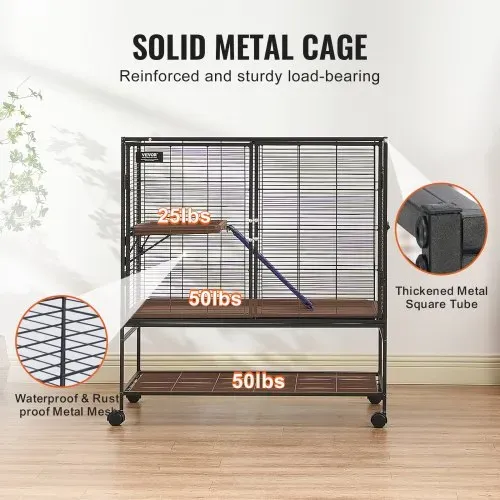 VEVOR 39" rollender Frettchenkäfig aus Eisen, großer 2-stöckiger Critter Nation-Käfig, Kleintierkäfig mit Rampen und Tablett, einfach aufzubauen für Hausratten, Hamster, Meerschweinchen, Chinchillas – Bild 3