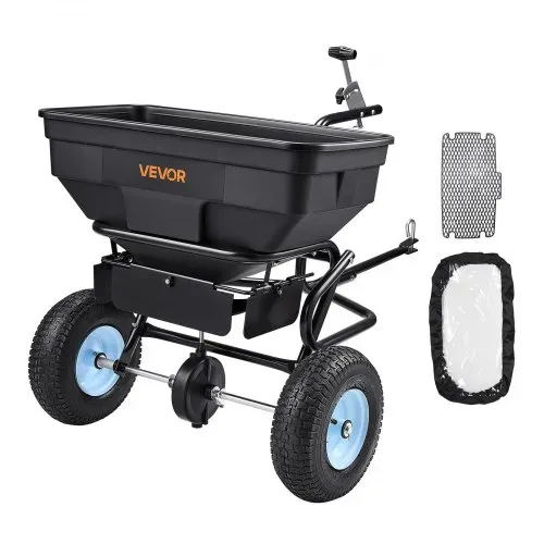 VEVOR Schleuderstreuer Anhängestreuer 59 kg Fassungsvermögen, Anhänge-/Schiebe-Gartenstreuer mit 33 cm Reifen, 30 einstellbaren Stufen & 3 m Streubreite, Streuwagen für Saatgut, Dünger, Salz – Bild 8