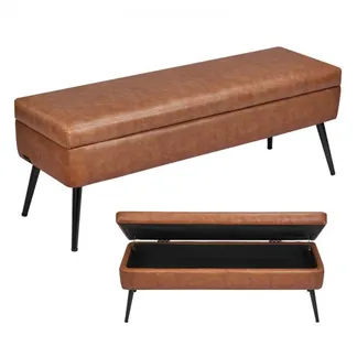 VEVOR Sitzbank Ottomane (355 x 1015 x 450 mm) aus PU-Leder mit Metallbeinen & Stauraum, gepolsterte Schuhbank mit 300 kg Tragkraft, moderne Bettbank Schlafzimmerbank für Wohnzimmer Esszimmer Braun VEVOR Sitzbank Ottomane (355 x 1015 x 450 mm) aus PU-Leder mit Metallbeinen & Stauraum, gepolsterte Schuhbank mit 300 kg Tragkraft, moderne Bettbank Schlafzimmerbank für Wohnzimmer Esszimmer Braun