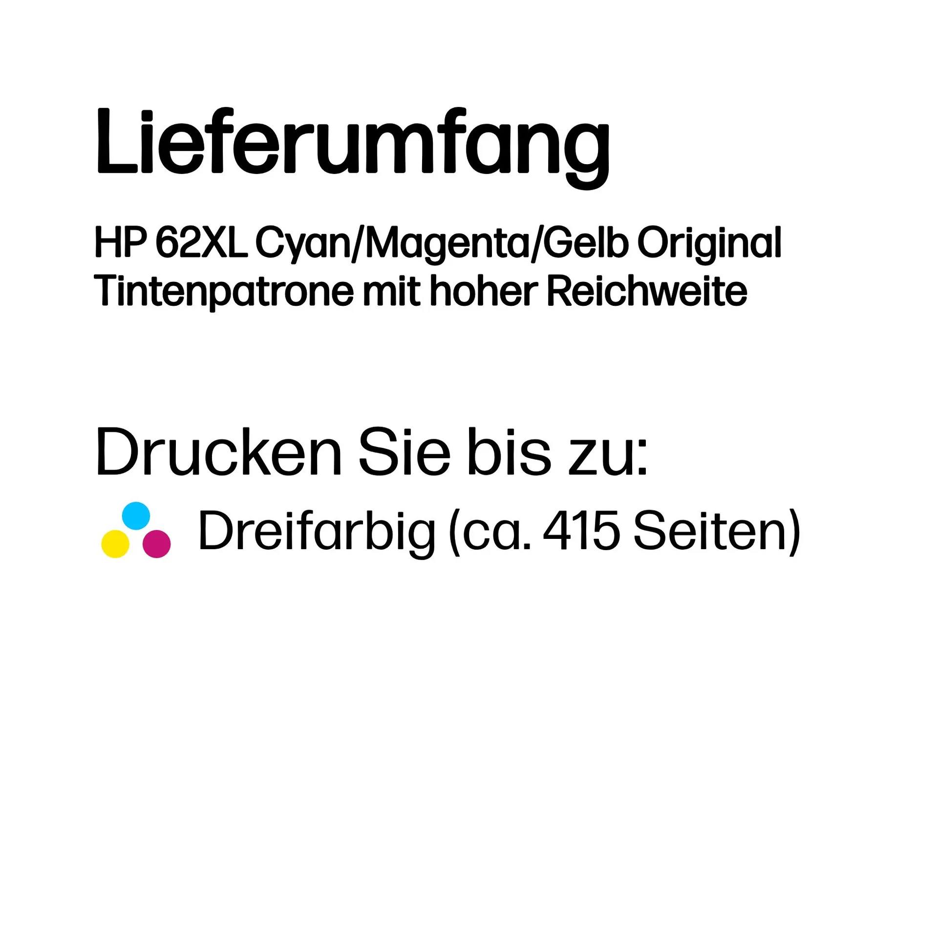 HP 62XL Cyan/Magenta/Gelb Original Tintenpatrone mit hoher Reichweite – Bild 3