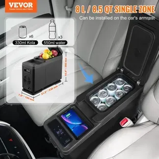 VEVOR Autokühlschrank, 12-Volt-Kühlschrank für die Armlehne des Autos, tragbarer 8-Liter-Gefrierschrank mit einer Zone, einstellbarer Temperaturbereich von -20 °C bis 20 °C, 12/24 V Gleichstrom und 100–240 V Wechselstrom, Kompressorkühler für den Außenbereich, Camping VEVOR Autokühlschrank, 12-Volt-Kühlschrank für die Armlehne des Autos, tragbarer 8-Liter-Gefrierschrank mit einer Zone, einstellbarer Temperaturbereich von -20 °C bis 20 °C, 12/24 V Gleichstrom und 100–240 V Wechselstrom, Kompressorkühler für den Außenbereich, Camping