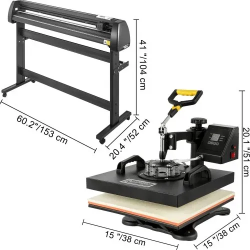 VEVOR 38x38cm Heißpresse maschine 5 In 1 Transferpresse hitzepressemaschine und 1350mm Vinyl Cutter Plotter Cutting Plotter Desktop Machine – Bild 7