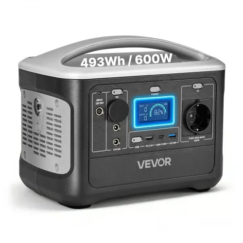 VEVOR Tragbare Powerstation, 600W Solargenerator, 493Wh LiFePO4-Akku-Backup mit 7 Ausgängen, Geeignet für Notfälle zu Hause, Camping im Freien, Wohnmobilreisen (Solarpanel NICHT Enthalten) VEVOR Tragbare Powerstation, 600W Solargenerator, 493Wh LiFePO4-Akku-Backup mit 7 Ausgängen, Geeignet für Notfälle zu Hause, Camping im Freien, Wohnmobilreisen (Solarpanel NICHT Enthalten)
