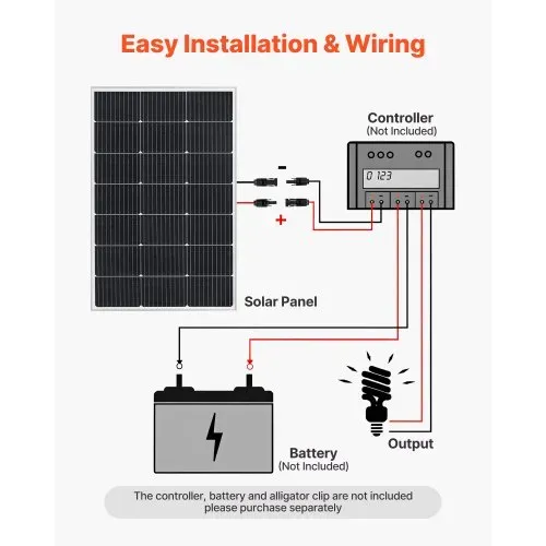 VEVOR Monokristalline Solarmodule 100W, PV-Modul mit MC4-Ausgangsleistung & Aluminiumrahmen, Solarpanel IP65 wasserdicht, Netzunabhängige Balkonkraftwerk für Autos, Boote, RVs & Flachdächer – Bild 2
