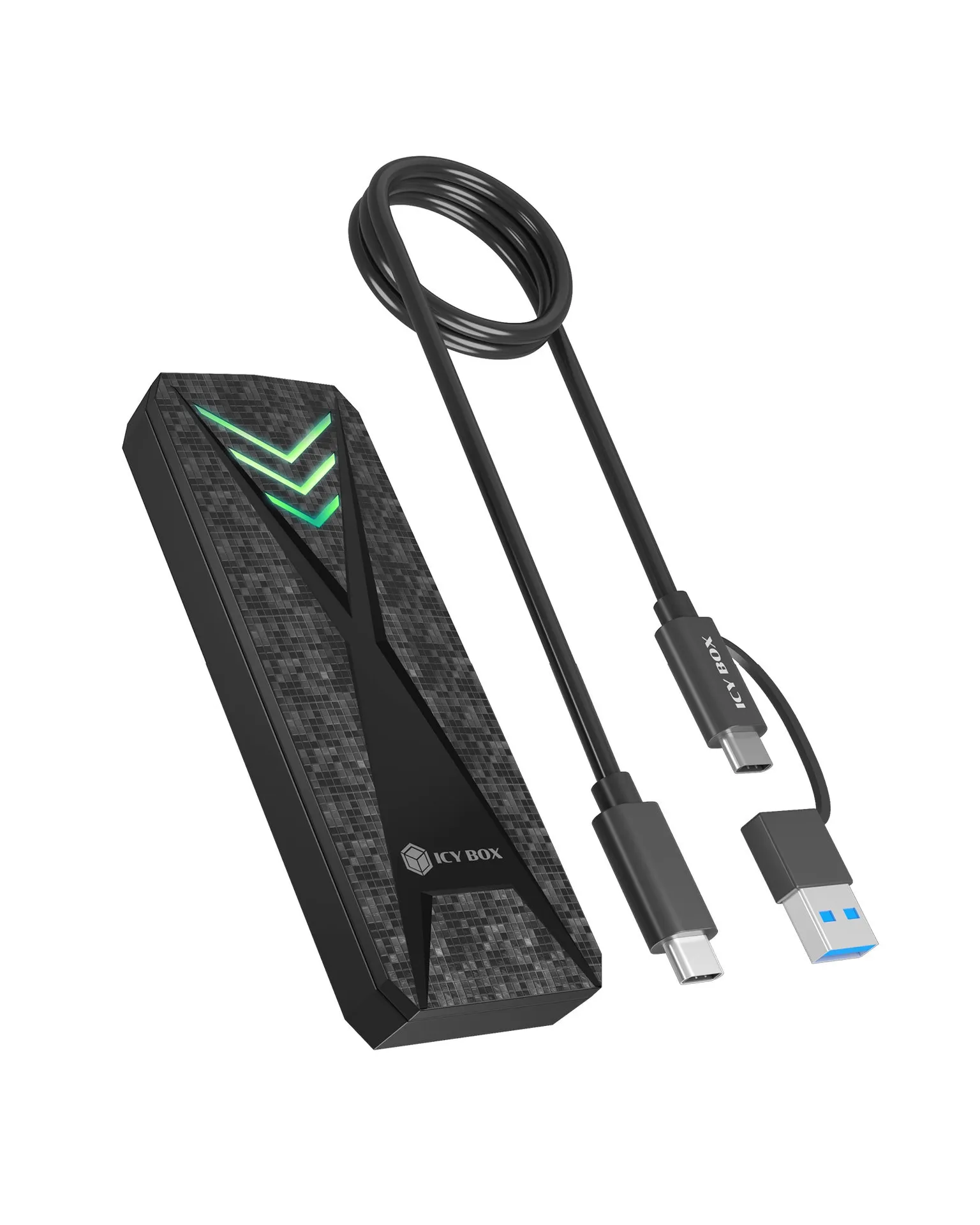 ICY BOX Gehäuse für NVMe M.2 SSD, RGB-Beleuchtung, Host USB 3.2 Gen 2 Type-C+ Type-A, 10 Gbit/s ICY BOX Gehäuse für NVMe M.2 SSD, RGB-Beleuchtung, Host USB 3.2 Gen 2 Type-C+ Type-A, 10 Gbit/s
