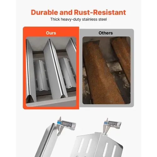 VEVOR 5 Flavorizer Bars + 2 Heizplatten, Aromaschienen Flammenverteiler für Grills (Weber Genesis 300-Serie), einschließlich E310 E320 E330 S310 S320 S330, dickere Heizplatte aus Edelstahl – Bild 3
