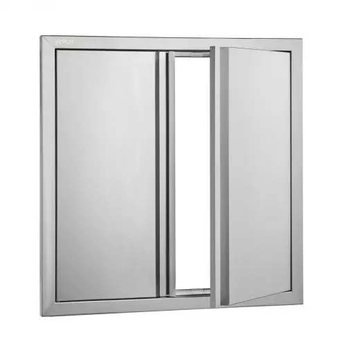 VEVOR Grill-Zugangstür, 610 x 610 mm, doppelte Außenküchentür, flächenbündig montierte Edelstahltür, vertikale Wandtür mit versenkbaren Griffen, für Grillinsel, Grillstation, Außenschrank – Bild 8