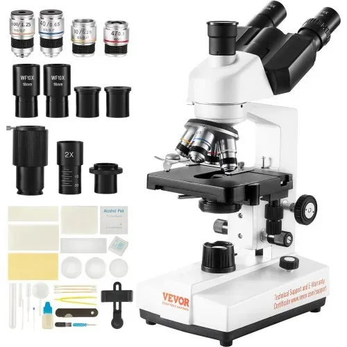 VEVOR Trinokulares Mikroskop 10X, 25X, 2X Hilfslinse Compound Mikroskop, Objektive 4X, 10X, 40X, 100X, Labor Auflicht Mikroskop Vergrößerung 40-5000, 100–240 V Labormikroskop
Verbundmikroskop VEVOR Trinokulares Mikroskop 10X, 25X, 2X Hilfslinse Compound Mikroskop, Objektive 4X, 10X, 40X, 100X, Labor Auflicht Mikroskop Vergrößerung 40-5000, 100–240 V Labormikroskop
Verbundmikroskop