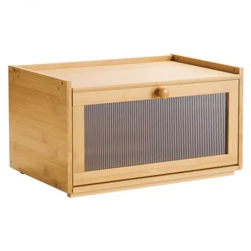VEVOR Brotkasten für Küchentheke Brotbehälter Brotbox Brot-Organizer aus Holz für selbstgebackenes Brot, Aufbewahrungsbehälter mit gewellter Acryl-Türplatte, Brotaufbewahrung Natur – Bild 8