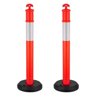 VEVOR Verkehrsleitpfosten Leitpfosten 2 Stk. (114 cm) mit befüllbarem Sockel & Reflektorstreifen, Warnpfosten für Baustellen, Parkplätze, Absperrpfosten zur Steuerung von Menschenmengen, rot VEVOR Verkehrsleitpfosten Leitpfosten 2 Stk. (114 cm) mit befüllbarem Sockel & Reflektorstreifen, Warnpfosten für Baustellen, Parkplätze, Absperrpfosten zur Steuerung von Menschenmengen, rot