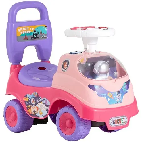 VEVOR Rutschauto, Rutscher für Kleinkinder, Rutschfahrzeug mit Hupe und Musik, 22 kg Tragkraft, Stauraum unter dem Sitz, Lauflernhilfe für Kleinkinder von 19 bis 36 Monaten, Rosa – Bild 8