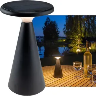 LED Solar-Tischleuchte “Foco Sol” 2700K, IP44, dimmbar, 20cm, matt schwarz LED Solar-Tischleuchte “Foco Sol” 2700K, IP44, dimmbar, 20cm, matt schwarz