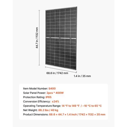 VEVOR Bifaziales Solarpanel 2 Stk. 400W, 16BB N-Typ Monokristallines PV-Modul 24% Wirkungsgrad, IP65 wasserdichtes Solarmodul mit MC4-Ausgang & Alu-Rahmen für Auto, Boot, RV, netzunabhängig – Bild 6