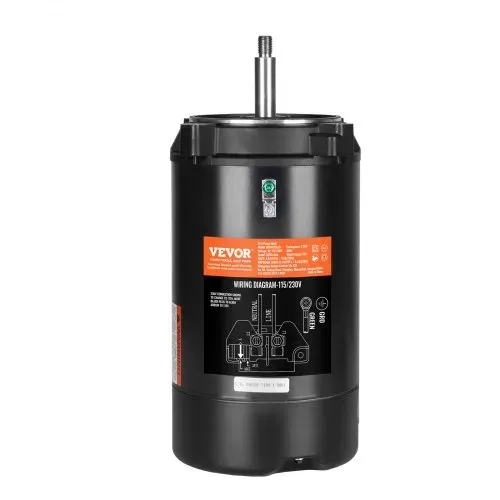 VEVOR 1 PS Poolpumpenmotor, 56J Rahmen, 115V(9.8 Ampere)/230V(4.9 Ampere) 3450 U/min, 60Hz, 1.4 Betriebsfaktor, 90μF/250V Kondensator, CCW Rotation Rundflansch Ersatzmotor – Bild 9