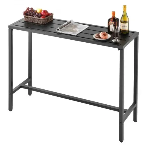 VEVOR Bartisch, 1200 x 375 x 980 mm, Bistrotisch, Stehtisch mit Metallgestell, rechteckige Esstische, Küchentisch, Tresentisch, Partytisch, Gartenmöbel für Balkon, Garten, Poolrand – Bild 8