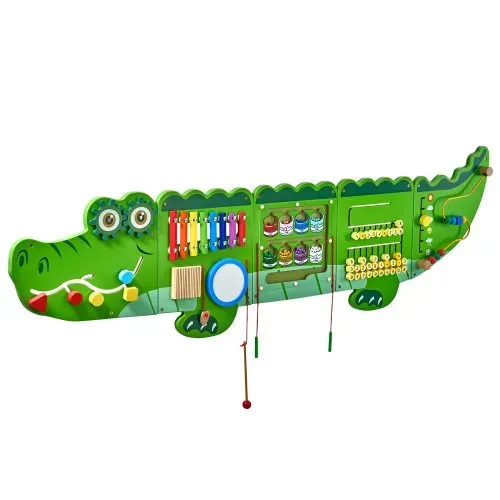 VEVOR 9-in-1 Montessori Busy Board, Montessori Motorikbrett für Bildung Frühe Entwicklung, Sensorisches Wandpaneel aus Holz für Kinder von 3-12 Jahren, Krokodil-Wandspiel für Kindergarten Spielzimmer – Bild 10