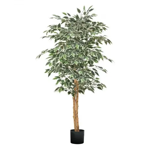 VEVOR Künstlicher Ficusbaum, 1524 mm, mit schwarzem Topf, Kunst-Ficuspflanze mit natürlichem Holzstamm & realistischen grünen Blättern, Seidenbaum für Innenbereich, für Zuhause, Büro, Wohnzimmer – Bild 8