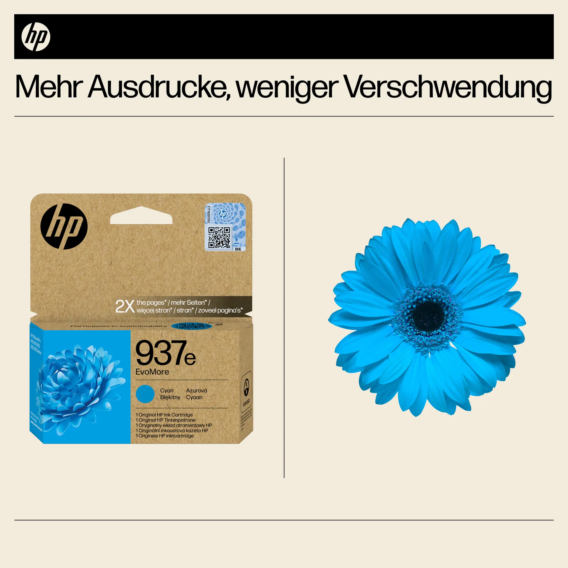 HP 937e EvoMore Cyan Original Druckerpatrone – Bild 3