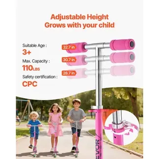 VEVOR Scooter (2 Räder) für Kinder ab 3 Jahren, Cityroller Kinderroller mit leuchtenden Rädern & höhenverstellbarem Lenker & rutschfestem Deck & faltbarem Rahmen, Tretroller bis zu 50 kg, Pink VEVOR Scooter (2 Räder) für Kinder ab 3 Jahren, Cityroller Kinderroller mit leuchtenden Rädern & höhenverstellbarem Lenker & rutschfestem Deck & faltbarem Rahmen, Tretroller bis zu 50 kg, Pink