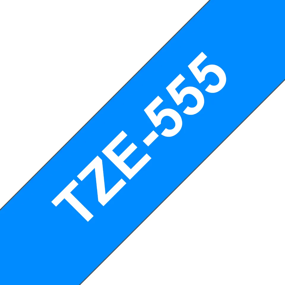 Brother TZE-555 Etiketten erstellendes Band Weiss auf Blau Brother TZE-555 Etiketten erstellendes Band Weiss auf Blau