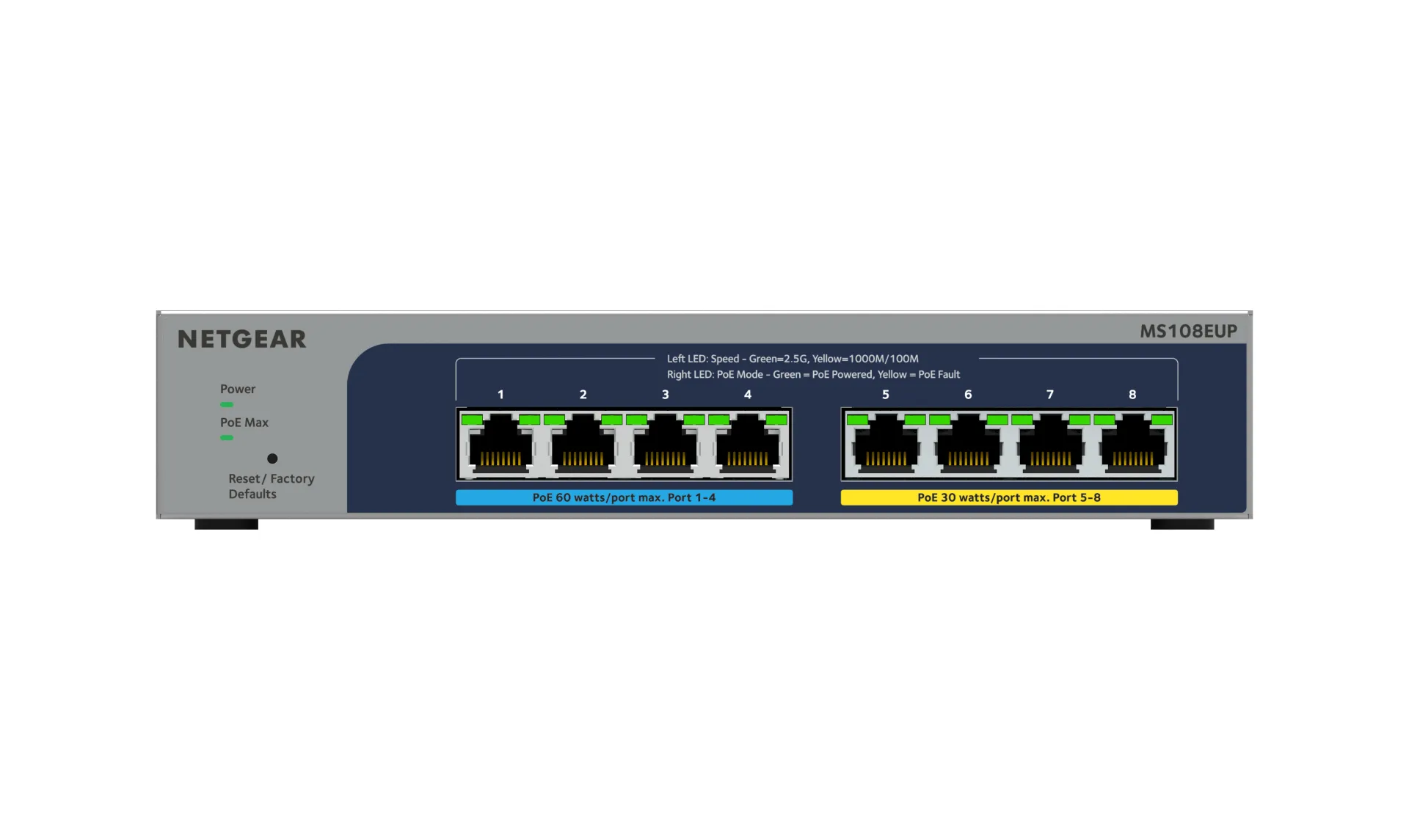 NETGEAR 8-port Ultra60 PoE++ Multi-Gigabit (2.5G) Ethernet Plus Switch Managed L2/L3 2.5G Ethernet (100/1000/2500) Power over Ethernet (PoE) Grau NETGEAR 8-port Ultra60 PoE++ Multi-Gigabit (2.5G) Ethernet Plus Switch Managed L2/L3 2.5G Ethernet (100/1000/2500) Power over Ethernet (PoE) Grau