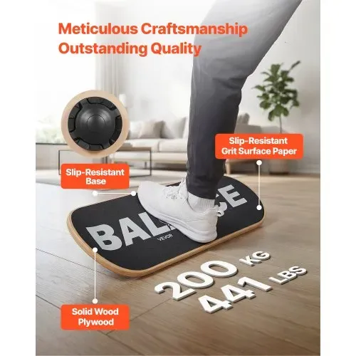 VEVOR Balance Board für Erwachsene (70 cm), Wackelbrett bis 200 kg Belastbar, Balance-Trainingsgerät mit 3-stufigem Bodenabstand und Rutschfester Oberfläche für Core-Training Stehpultübungen Yoga – Bild 3