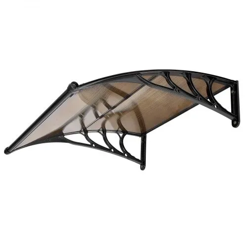 VEVOR Vordach für Haustür 965x1017 mm, Pultbogenvordach, Pultvordach mit Entwässerung & ABS-Halterung, Regen-, Schnee- & Sonnenschutz, Polycarbonat-Türüberdachung für Veranda & Terrasse, Braun – Bild 10