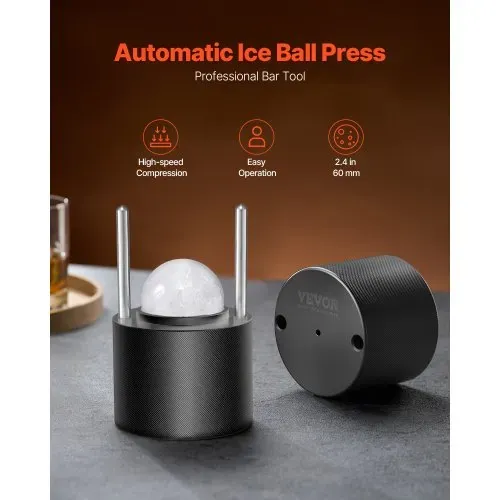 VEVOR Eispresse Eiskugelformer Set 60 mm Eiskugel aus Luftfahrt-Aluminium mit Eisblockform & großer Matte & Zange & Tropfschale & einem Glas, runder Eisballmaker, für Whisky Cocktail Partys Urlaub VEVOR Eispresse Eiskugelformer Set 60 mm Eiskugel aus Luftfahrt-Aluminium mit Eisblockform & großer Matte & Zange & Tropfschale & einem Glas, runder Eisballmaker, für Whisky Cocktail Partys Urlaub