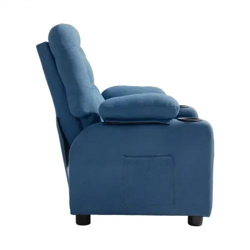 VEVOR Kindersofa Kindersessel Kinderstuhl Kuschelsessel Kindermöbel Blau, für Jungen & Mädchen, 107° bis 126° Verstellbare Rückenlehne Atmungsaktiver Polyesterbezug Getränkehalter Taschen Fußstützen – Bild 9