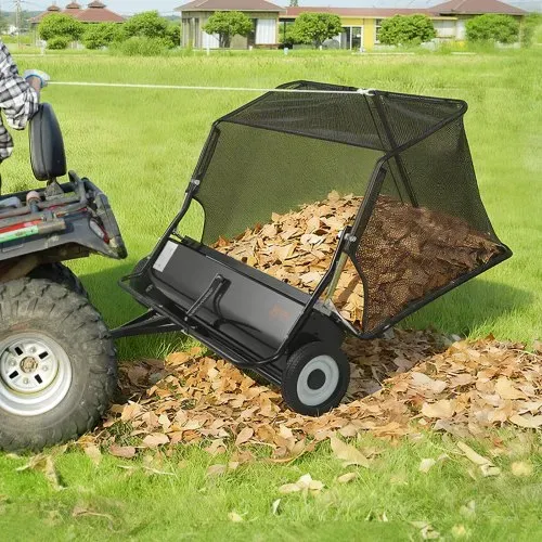 VEVOR Rasenkehrmaschine, 122 cm Kehrbreite, Laubkehrmaschine für Aufsitzmäher, Laubsammler mit 566 L Auffangnetz, einstellbare Kehrhöhe, Gartenkehrmaschinen für Rasentraktor – Bild 7
