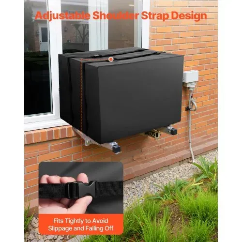 VEVOR Klimaanlagenabdeckung, 530 x 400 x 380 mm, Abdeckung für Außengeräte, doppellagig, wasserdichtes Polyestergewebe, verstellbarer Schultergurt, Universalgröße für den Außenbereich – Bild 4