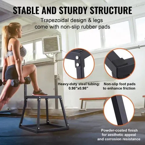 VEVOR 4-teilige Plyometrische Sprungboxen, 305/458/609/762 mm Plyometric Box Schwarz, Rutschfestes Fitness-Übungs-Step-Up-Box-Set für Heim-Fitness-Training, Konditions-Krafttraining, Jump Training – Bild 3