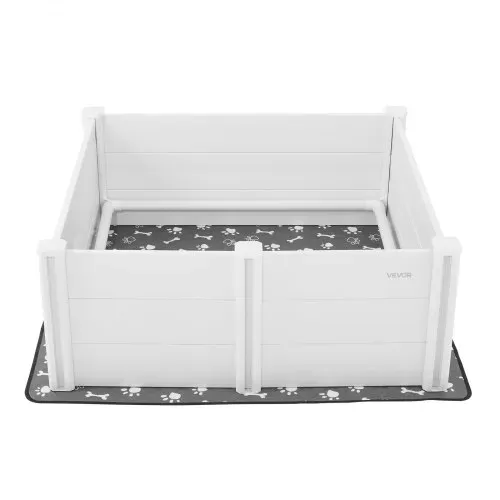 VEVOR Wurfkiste für Hunde, 122x122x46cm, Welpenlaufstall aus Kunststoff-PVC mit höhenverstellbarer Tür & waschbarer Pipi-Unterlage, verformungssicherer Welpenkiste für große Hunde, Milchweiß – Bild 9